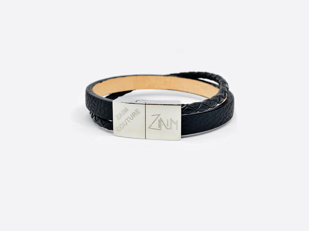 Black Leather bracelet - Zaim Couture