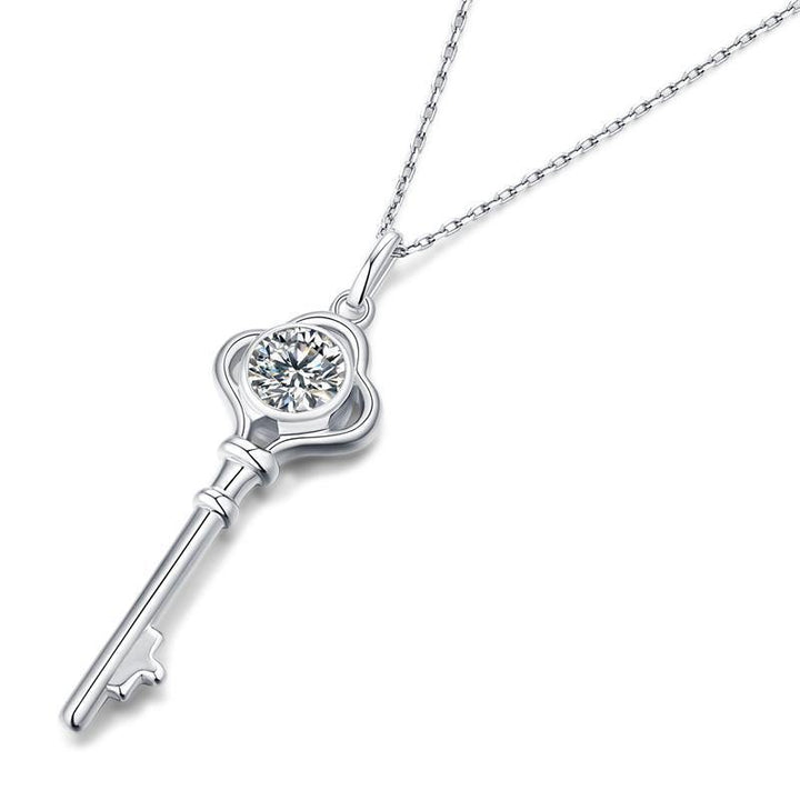 Moissanite Diamond  Key Pendant Necklace - Zaim Couture