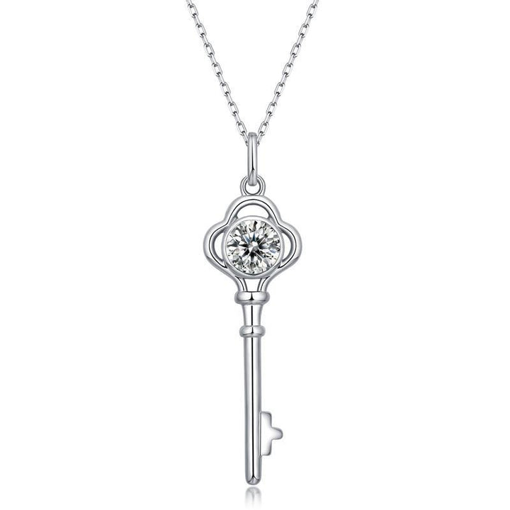 Moissanite Diamond  Key Pendant Necklace - Zaim Couture